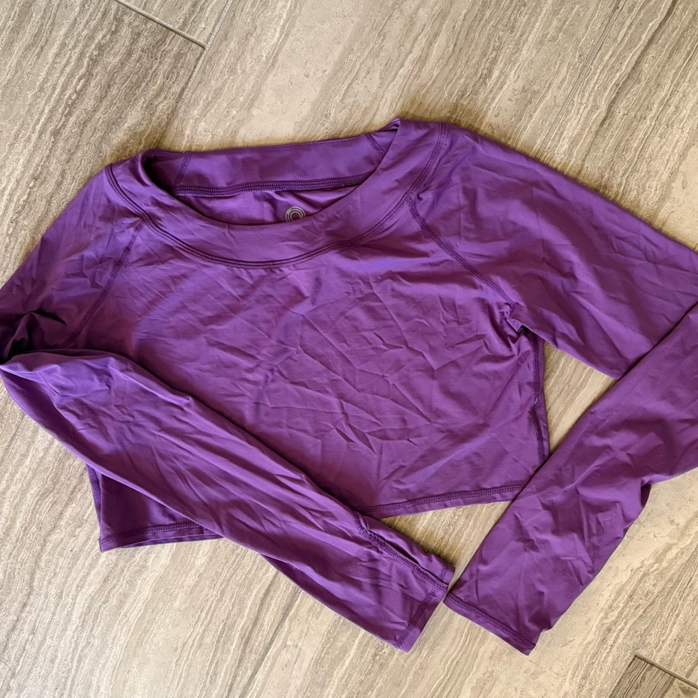Bloquv Purple Long Sleeve Crop Top